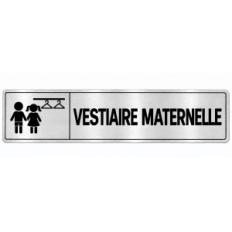 Plaque de porte Vestiaire Maternelle en PVC argent brossé - signalétique école maternelle - Immograv