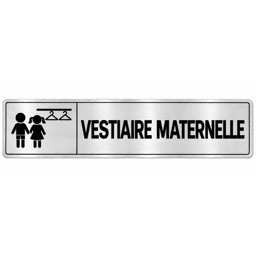 Plaque de porte Vestiaire Maternelle en PVC argent brossé - signalétique école maternelle - Immograv
