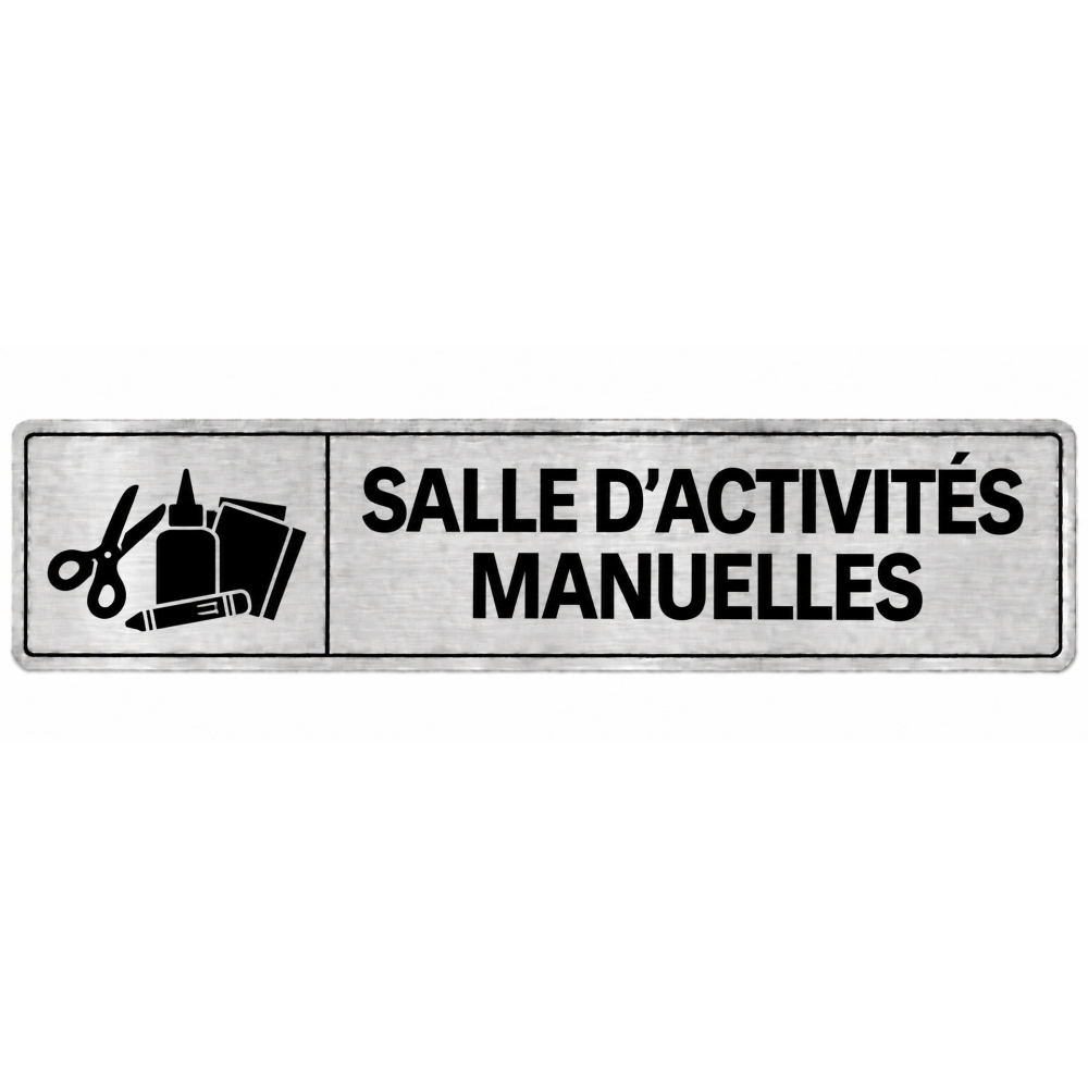 Plaque de porte Salle d’Activités Manuelles en PVC argent brossé - signalétique école maternelle - Immograv