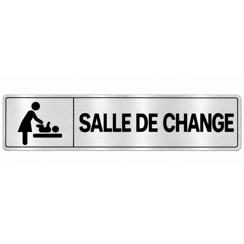 Plaque de porte Salle de Change en PVC argent brossé - signalétique école maternelle - Immograv