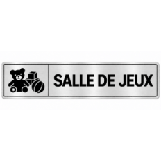 Plaque de porte Salle de Jeux en PVC argent brossé - signalétique école maternelle - Immograv