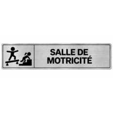Plaque de porte Salle de Motricité en PVC argent brossé - signalétique école maternelle - Immograv