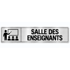 Plaque de porte Salle des Enseignants en PVC argent brossé - signalétique école maternelle - Immograv