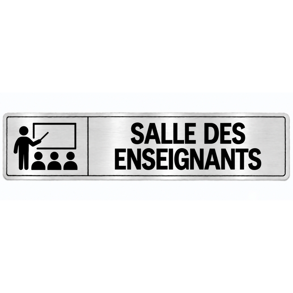 Plaque de porte Salle des Enseignants en PVC argent brossé - signalétique école maternelle - Immograv