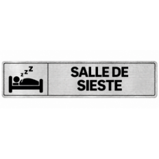 Plaque de porte Salle de Sieste en PVC argent brossé - signalétique école maternelle - Immograv