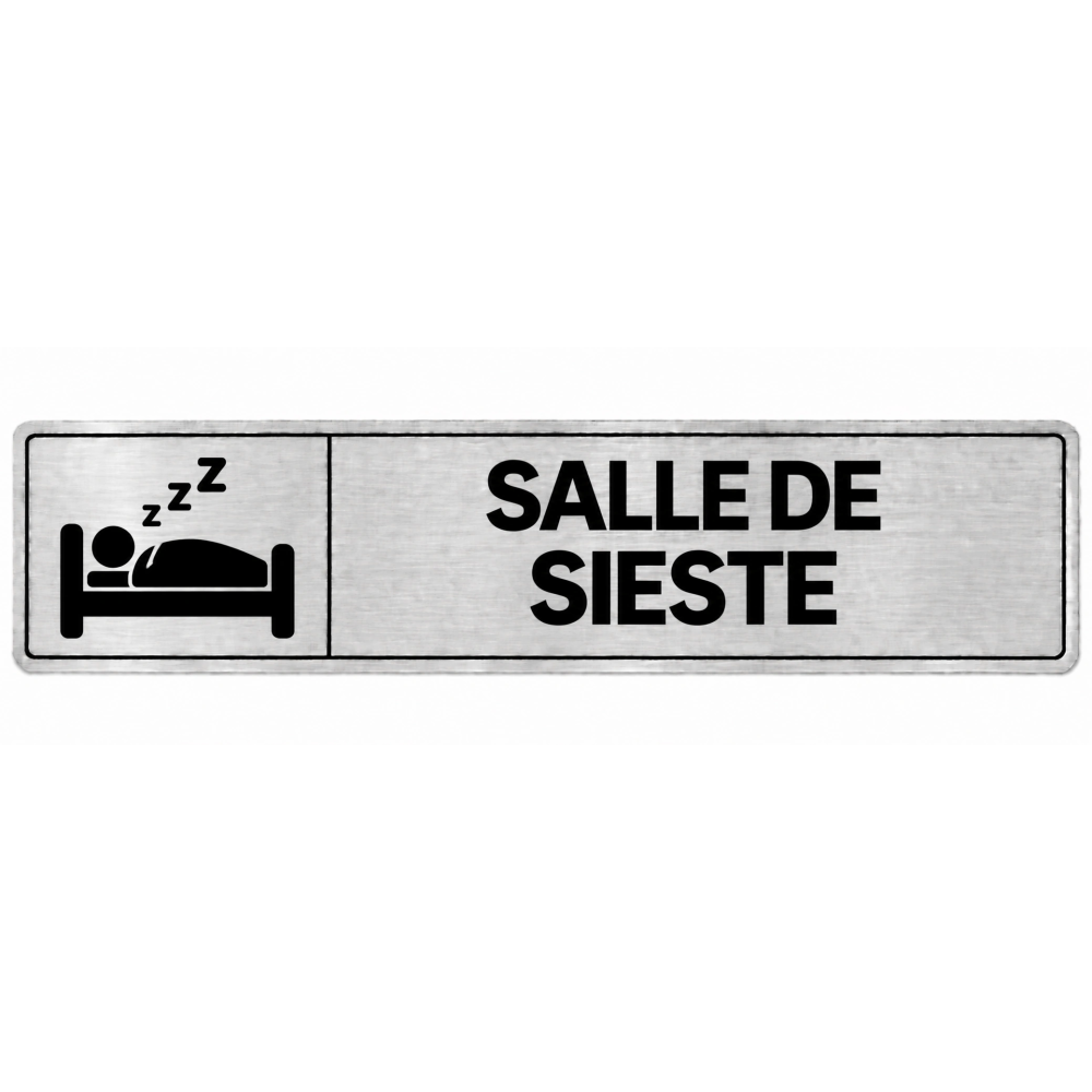 Plaque de porte Salle de Sieste en PVC argent brossé - signalétique école maternelle - Immograv
