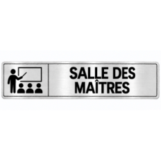 Plaque de porte Salle des Maîtres en PVC argent brossé - signalétique école maternelle - Immograv