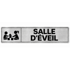 Plaque de porte Salle d’Éveil en PVC argent brossé - signalétique école maternelle - Immograv