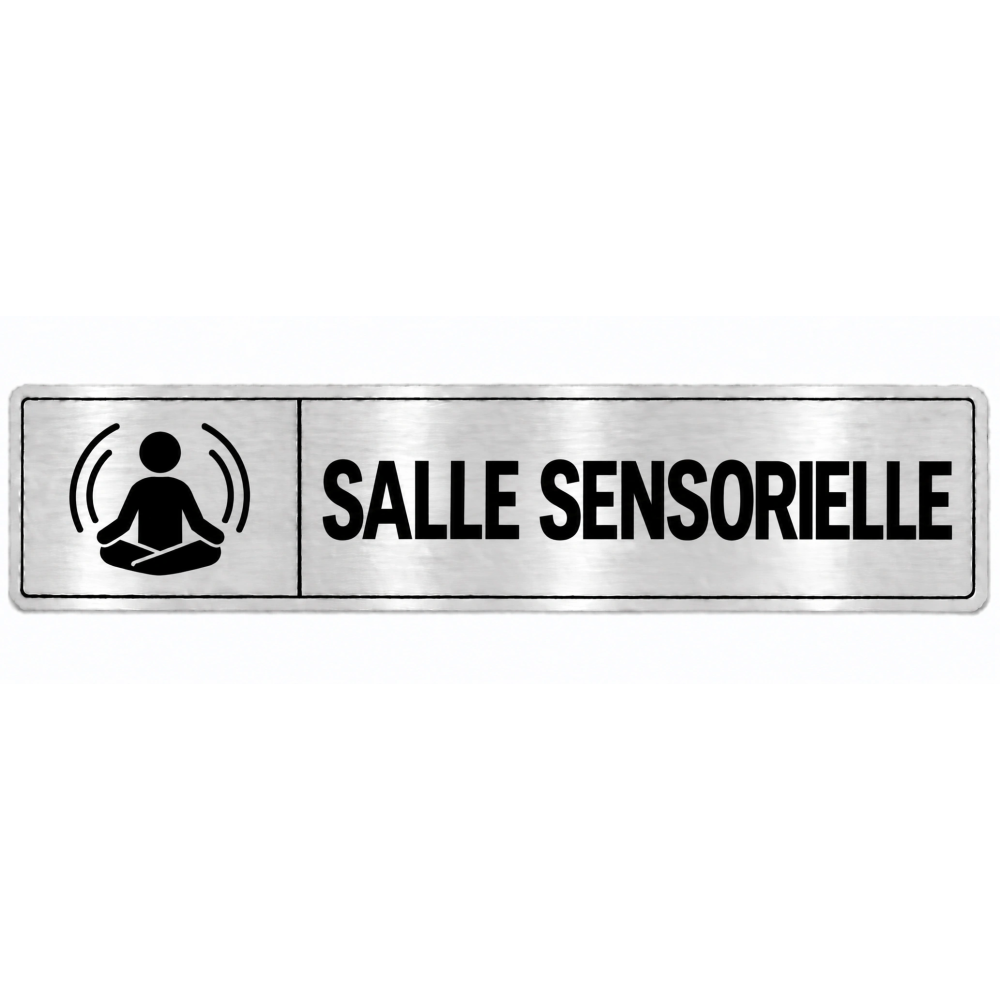 Plaque de porte Salle Sensorielle en PVC argent brossé - signalétique école maternelle - Immograv