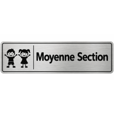Plaque de porte Moyenne Section en PVC argent brossé - signalétique école maternelle - Immograv