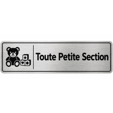 Plaque de porte Toute Petite Section en PVC argent brossé - signalétique école maternelle - Immograv