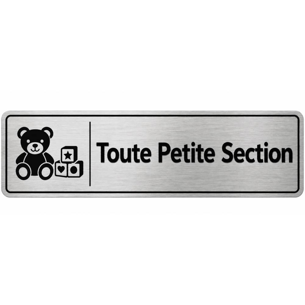 Plaque de porte Toute Petite Section en PVC argent brossé - signalétique école maternelle - Immograv