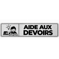 Plaque de porte Aide aux Devoirs en PVC argent brossé - signalétique école primaire - Immograv
