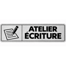 Plaque de porte Atelier Écriture en PVC argent brossé - signalétique école primaire - Immograv