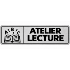 Plaque de porte Atelier Lecture en PVC argent brossé - signalétique école primaire - Immograv