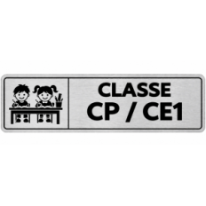 Plaque de porte Classe CP / CE1 en PVC argent brossé - signalétique école primaire - Immograv
