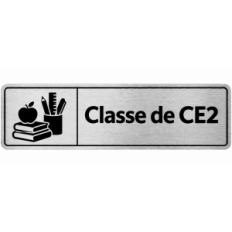 Plaque de porte Classe de CE2 en PVC argent brossé - signalétique école primaire - Immograv