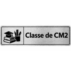 Plaque de porte Classe de CM2 en PVC argent brossé - signalétique école primaire - Immograv