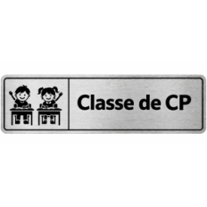 Plaque de porte Classe de CP en PVC argent brossé - signalétique école primaire - Immograv