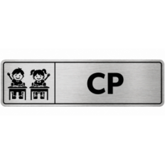 Plaque de porte CP en PVC argent brossé - signalétique école primaire - Immograv