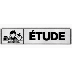 Plaque de porte Étude en PVC argent brossé - signalétique école primaire - Immograv