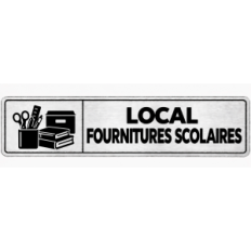 Plaque de porte Local Fournitures Scolaires en PVC argent brossé - signalétique école primaire - Immograv