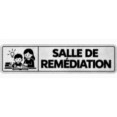 Plaque de porte Salle de Remédiation en PVC argent brossé - signalétique école primaire - Immograv