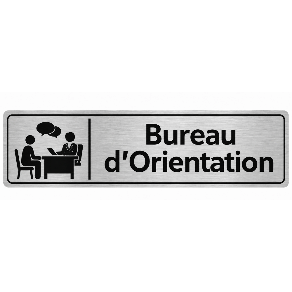 Plaque de porte Bureau d’Orientation PVC argent brossé - signalétique Collège - Immograv