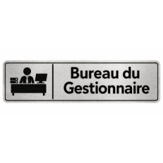 Plaque de porte Bureau du Gestionnaire PVC argent brossé - signalétique Collège - Immograv