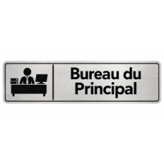 Plaque de porte Bureau du Principal PVC argent brossé - signalétique Collège - Immograv