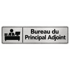 Plaque de porte Bureau du Principal Adjoint PVC argent brossé - signalétique Collège - Immograv