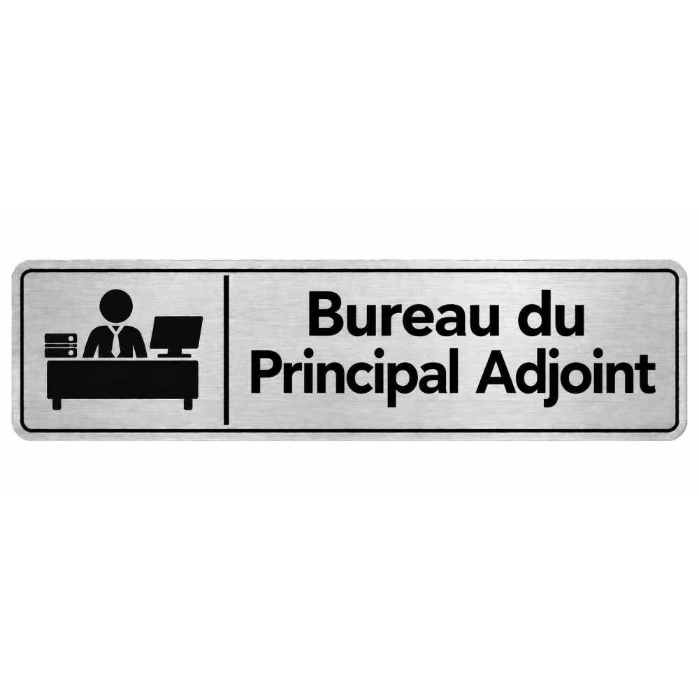 Plaque de porte Bureau du Principal Adjoint PVC argent brossé - signalétique Collège - Immograv