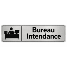 Plaque de porte Bureau Intendance PVC argent brossé - signalétique Collège - Immograv