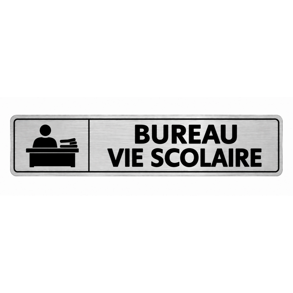 Plaque de porte Bureau Vie Scolaire PVC argent brossé - signalétique Collège - Immograv