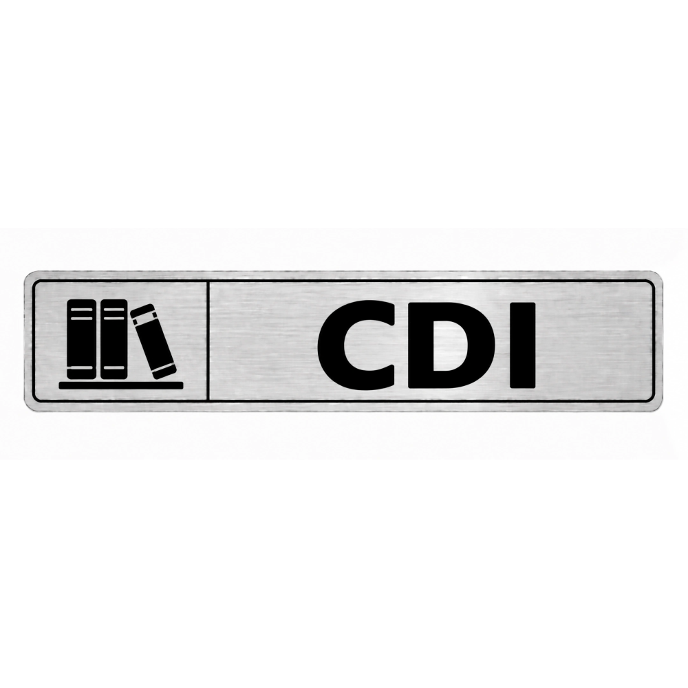 Plaque de porte CDI PVC argent brossé - signalétique Collège - Immograv