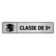 Plaque de porte Classe de 5e PVC argent brossé - signalétique Collège - Immograv