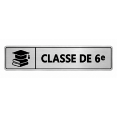 Plaque de porte Classe de 6e PVC argent brossé - signalétique Collège - Immograv