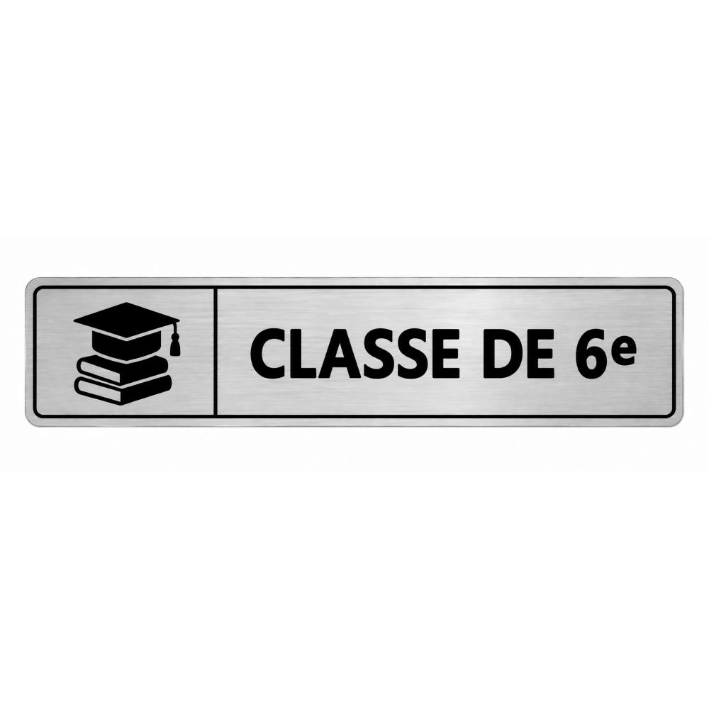 Plaque de porte Classe de 6e PVC argent brossé - signalétique Collège - Immograv