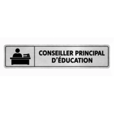 Plaque de porte Conseiller Principal d’Éducation PVC argent brossé - signalétique Collège - Immograv
