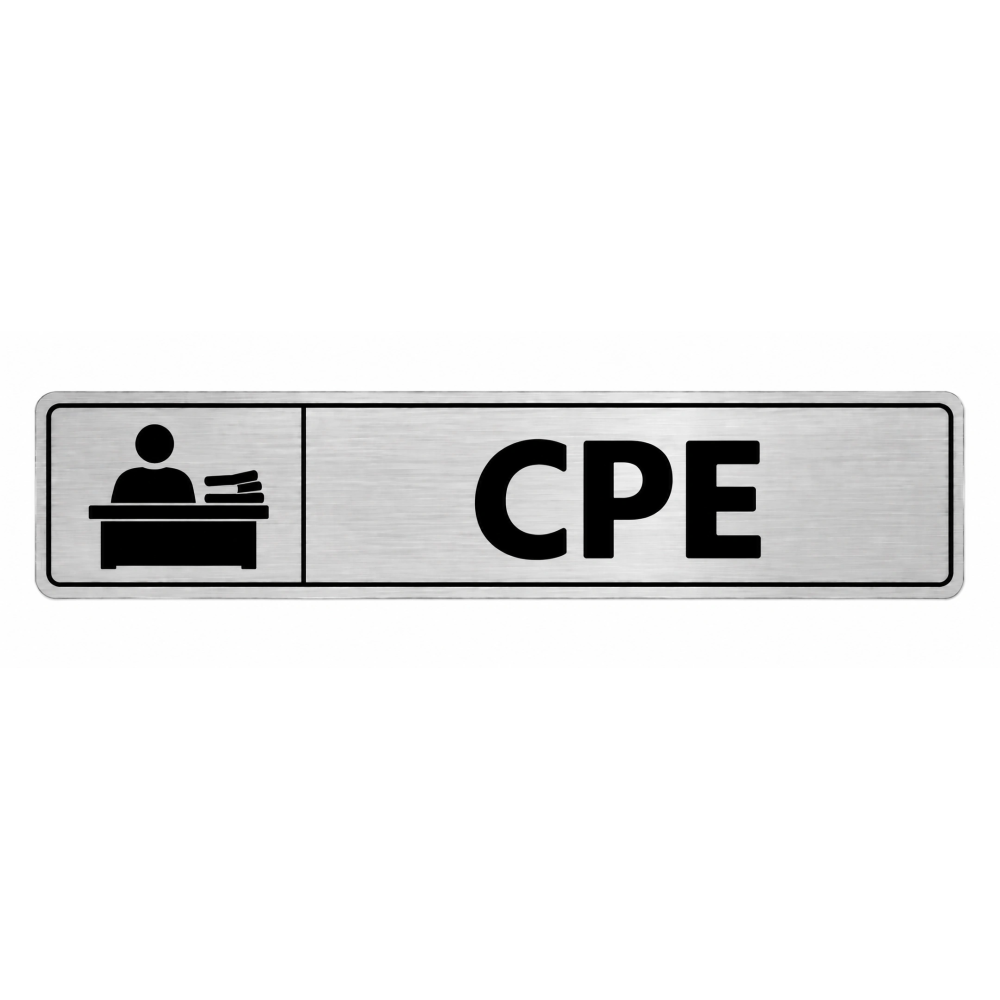 Plaque de porte CPE PVC argent brossé - signalétique Collège - Immograv