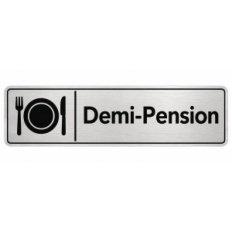 Plaque de porte Demi-Pension PVC argent brossé - signalétique Collège - Immograv