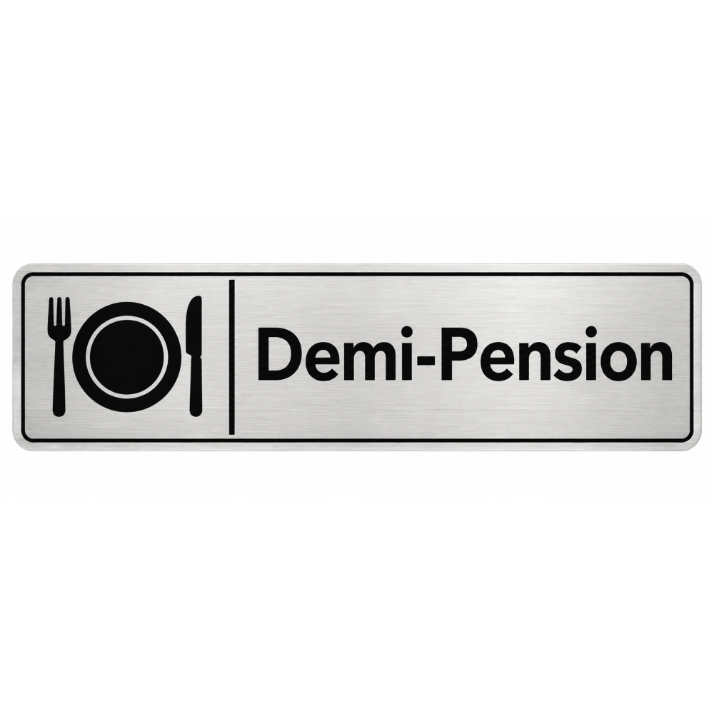 Plaque de porte Demi-Pension PVC argent brossé - signalétique Collège - Immograv