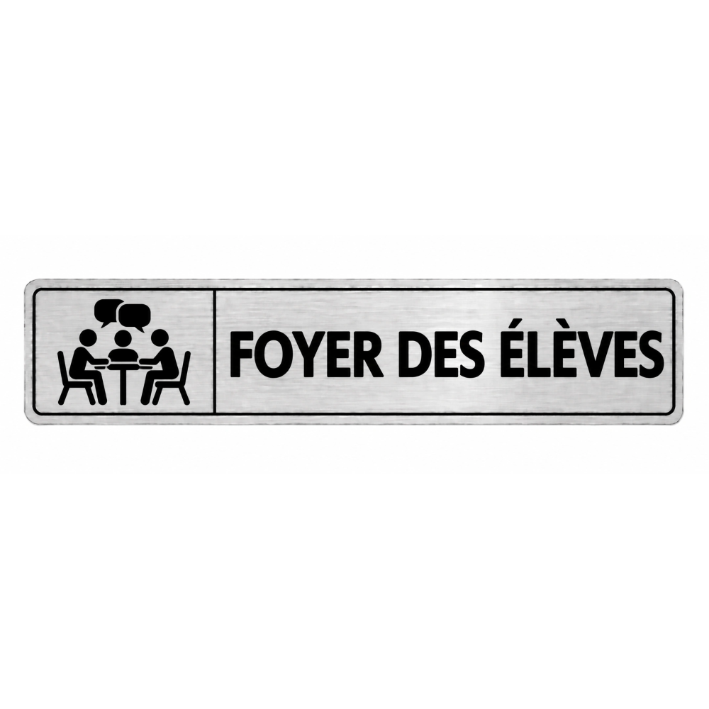 Plaque de porte Foyer des Élèves PVC argent brossé - signalétique Collège - Immograv