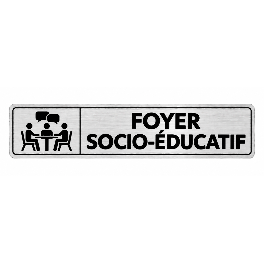 Plaque de porte Foyer Socio-Éducatif PVC argent brossé - signalétique Collège - Immograv
