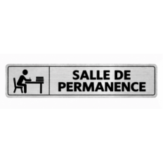 Plaque de porte Salle de Permanence PVC argent brossé - signalétique Collège - Immograv