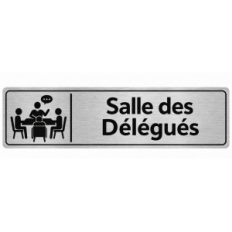 Plaque de porte Salle des Délégués PVC argent brossé - signalétique Collège - Immograv