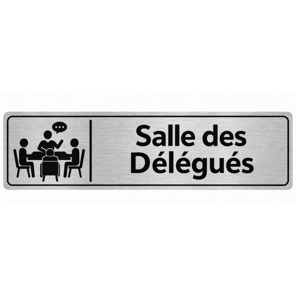 Plaque de porte Salle des Délégués PVC argent brossé - signalétique Collège - Immograv