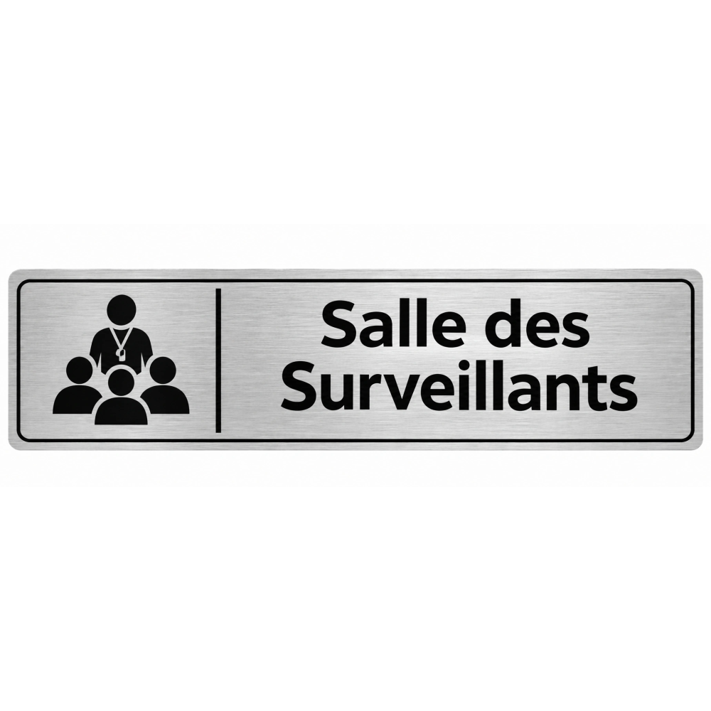 Plaque de porte Salle des Surveillants PVC argent brossé - signalétique Collège - Immograv