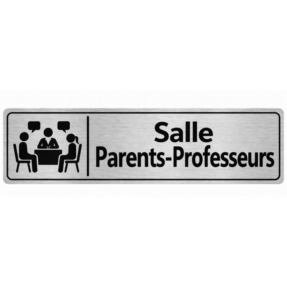 Plaque de porte Salle Parents-Professeurs PVC argent brossé - signalétique Collège - Immograv