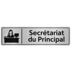 Plaque de porte Secrétariat du Principal PVC argent brossé - signalétique Collège - Immograv